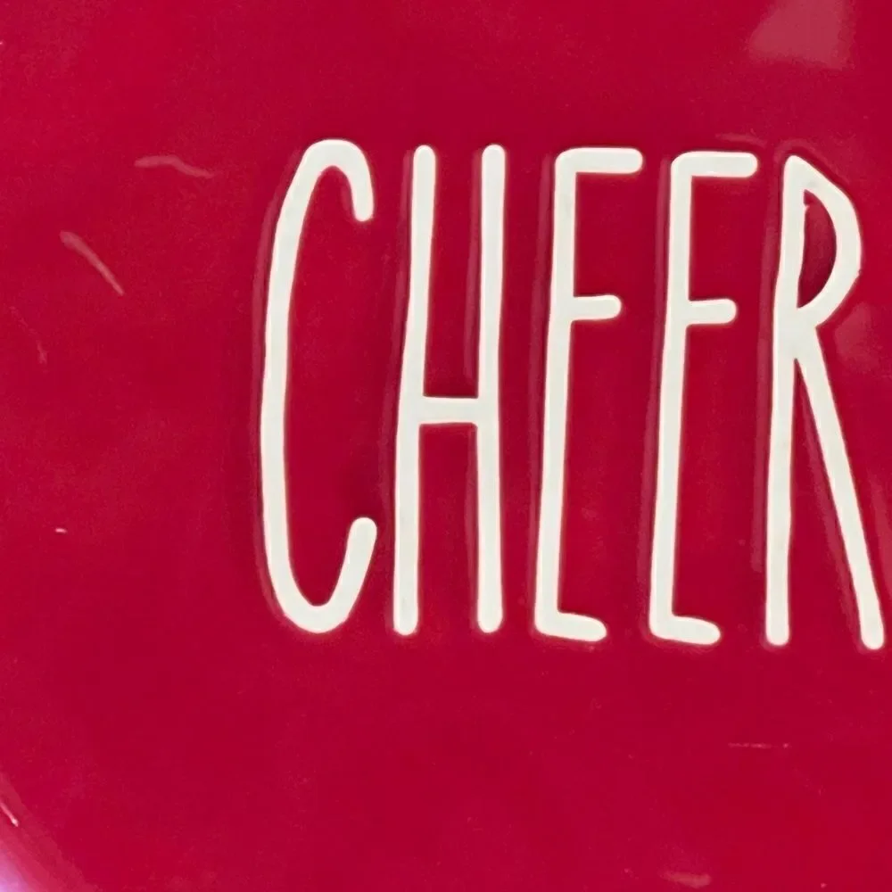 Christmas AF Lot of Four Red Holiday Salad Plates Ceramic Jolly Cheer Joy Holly